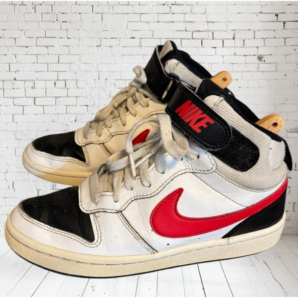 Nike Boy's Court Borough Mid 2 CD7782-110 Black/Red/White Shoes Size 4y
